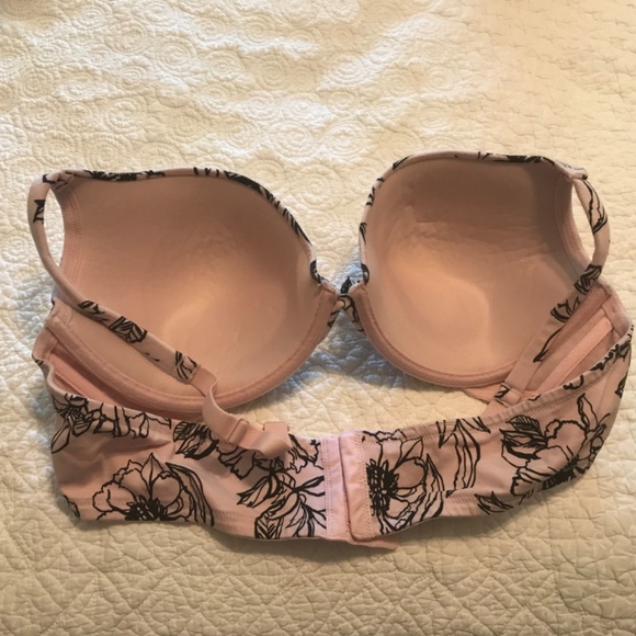 Cacique cotton boost plunge pale pink bra with black floral pattern (44B) - Picture 4 of 10